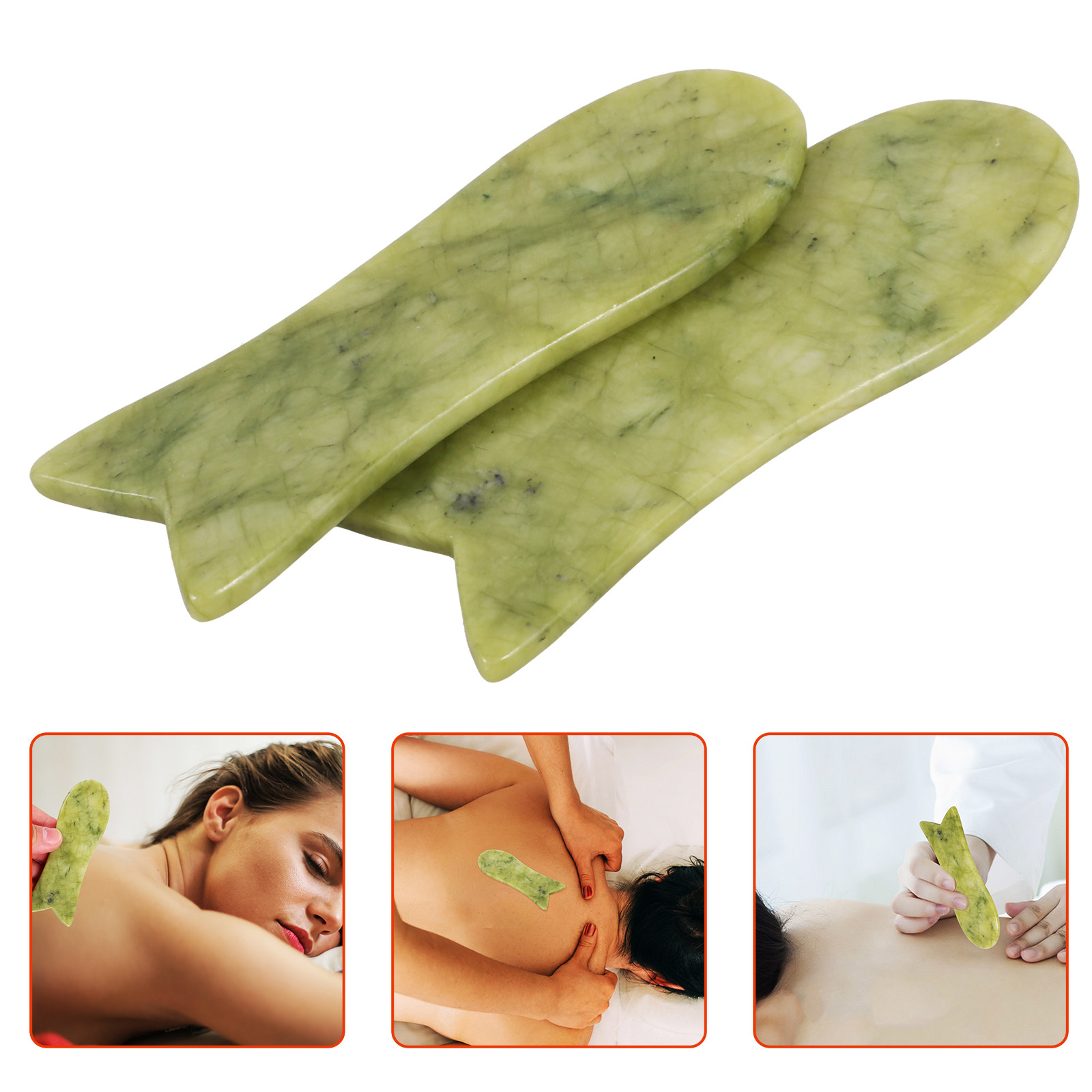 Spa Massager - 2Pcs Natural Jade Gua Sha Scraping