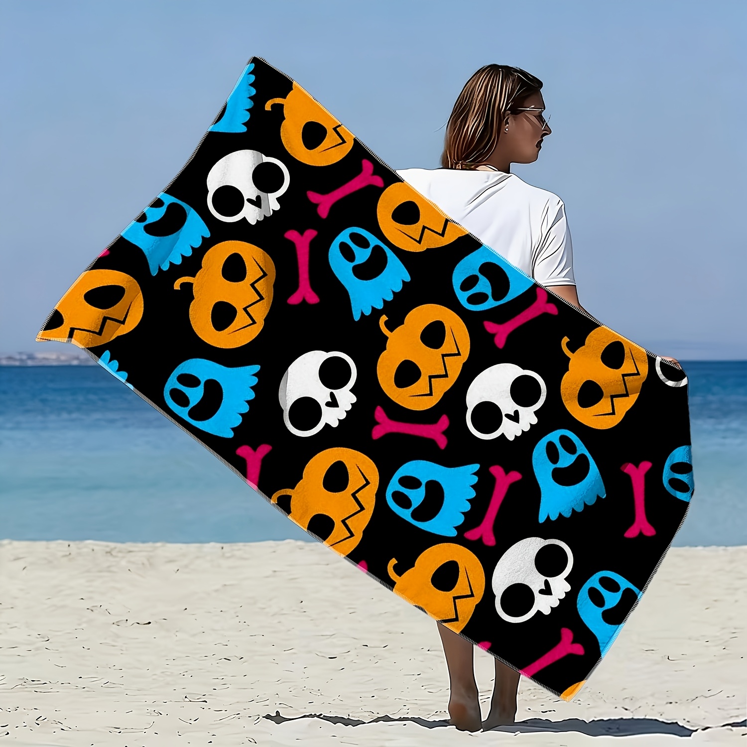 1pc 1pcs Pumpkin Skull Monster - Spa Towel 评论和价格