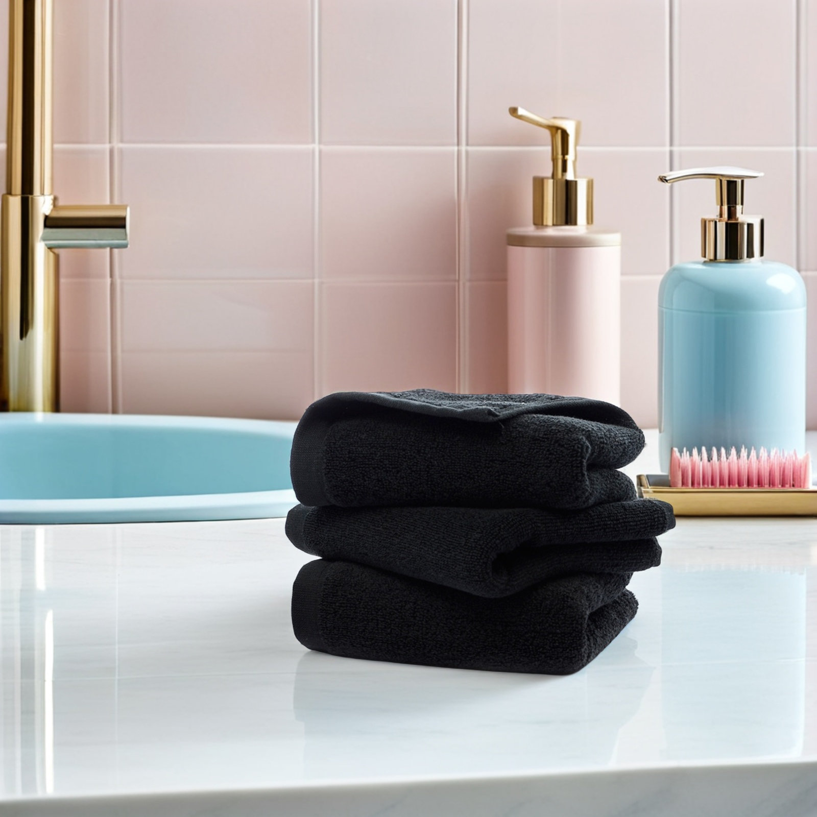 Black Cotton Hand Towel Pure C - Spa Towel 评论和价格