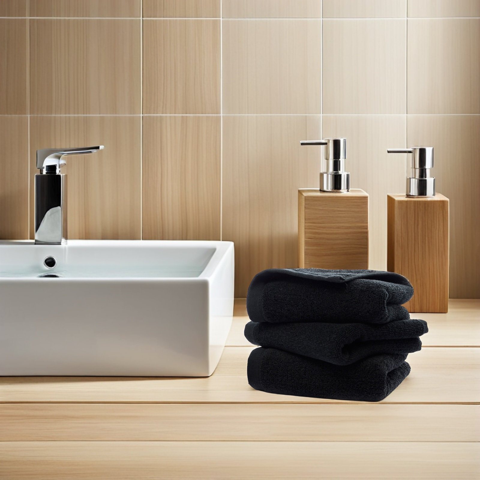 Black Cotton Hand Towel Pure C - Spa Towel 评论和价格