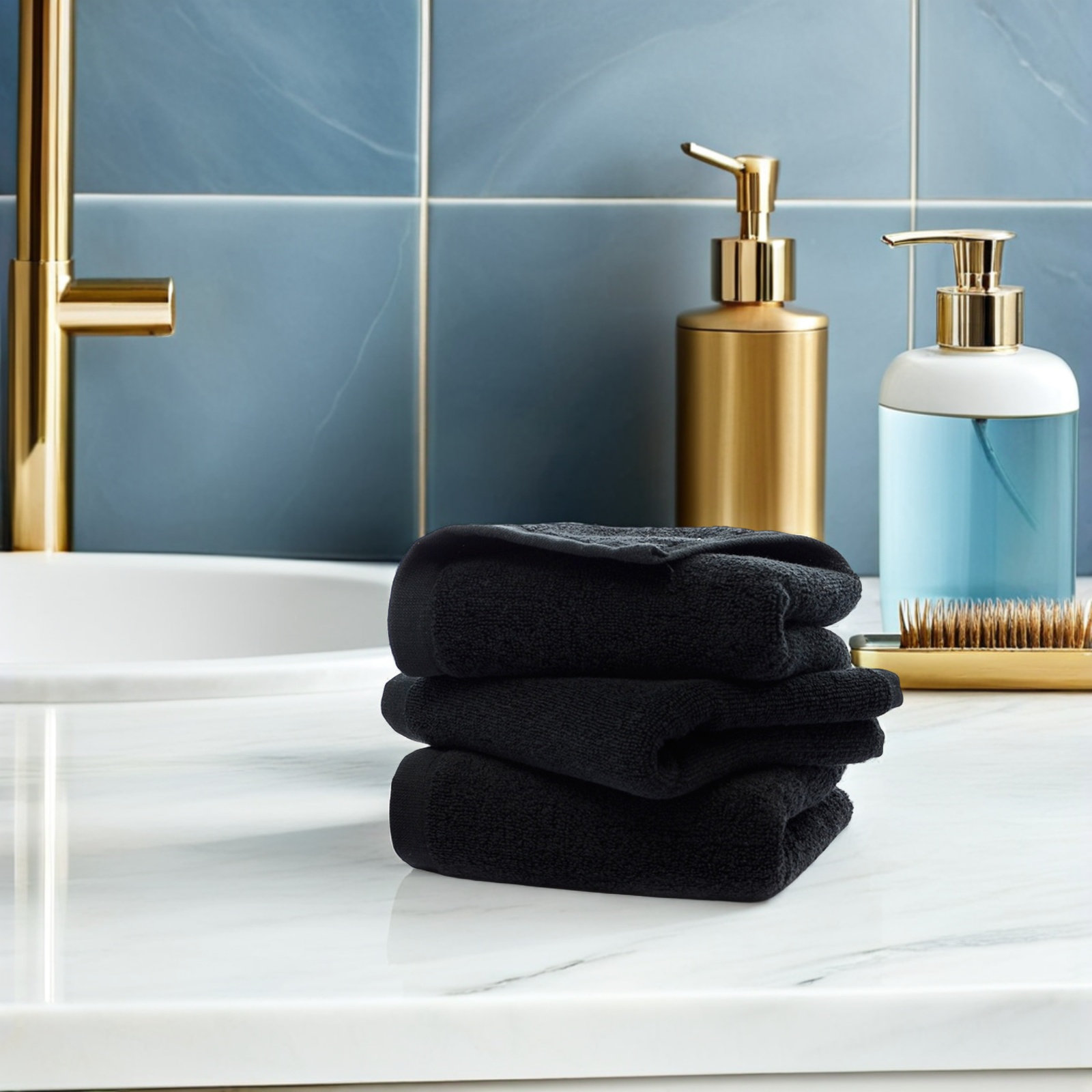 Black 35x75cm Pure Cotton Hand - Spa Towel 评论和价格