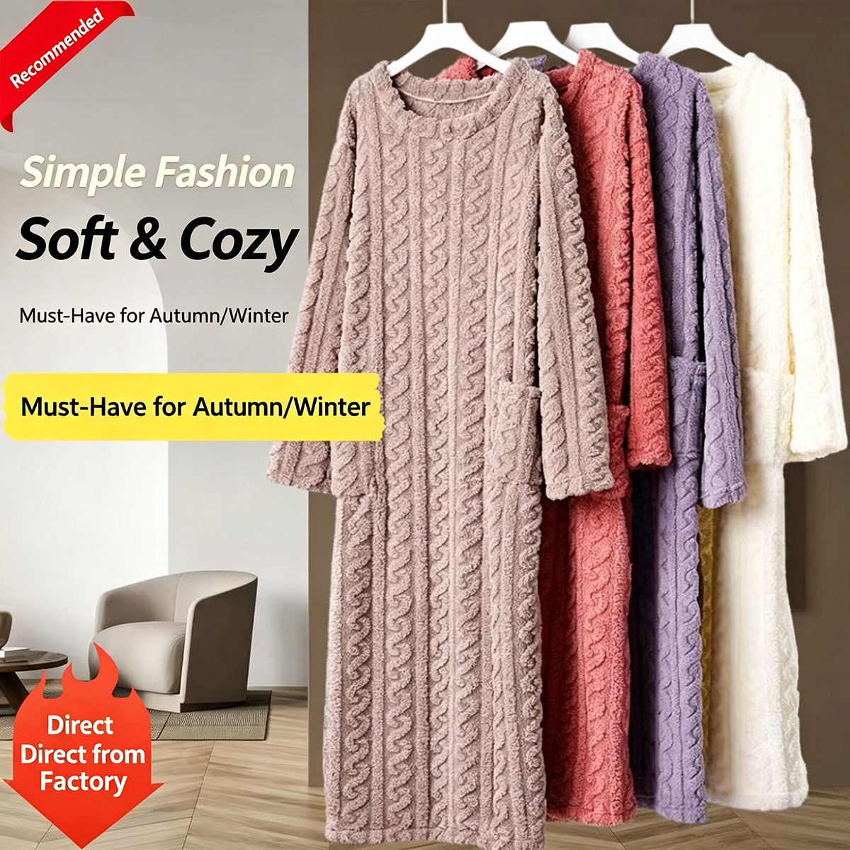 Winter Coral Velvet Nightgown, - Bathrobe 评论和价格